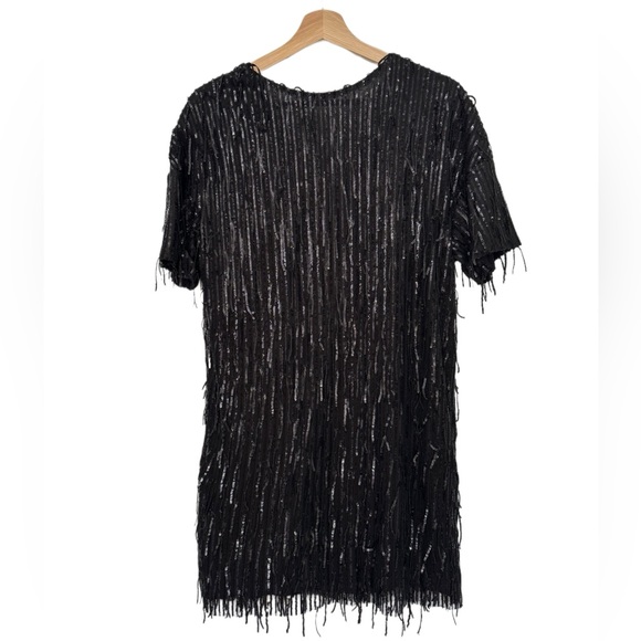 Zara fringe mini dress, black, fringe, sequin, size S - Picture 3 of 7